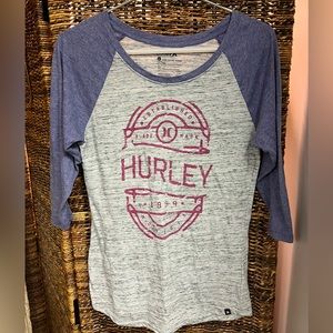 Hurley- Womens Henley Style Two tone‎ shirt- Size: Large, Pre-Owned